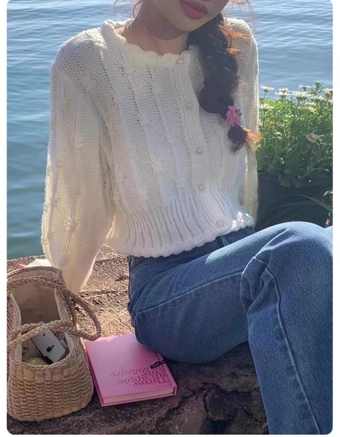 Short unique niche tops knitted spring coat for women