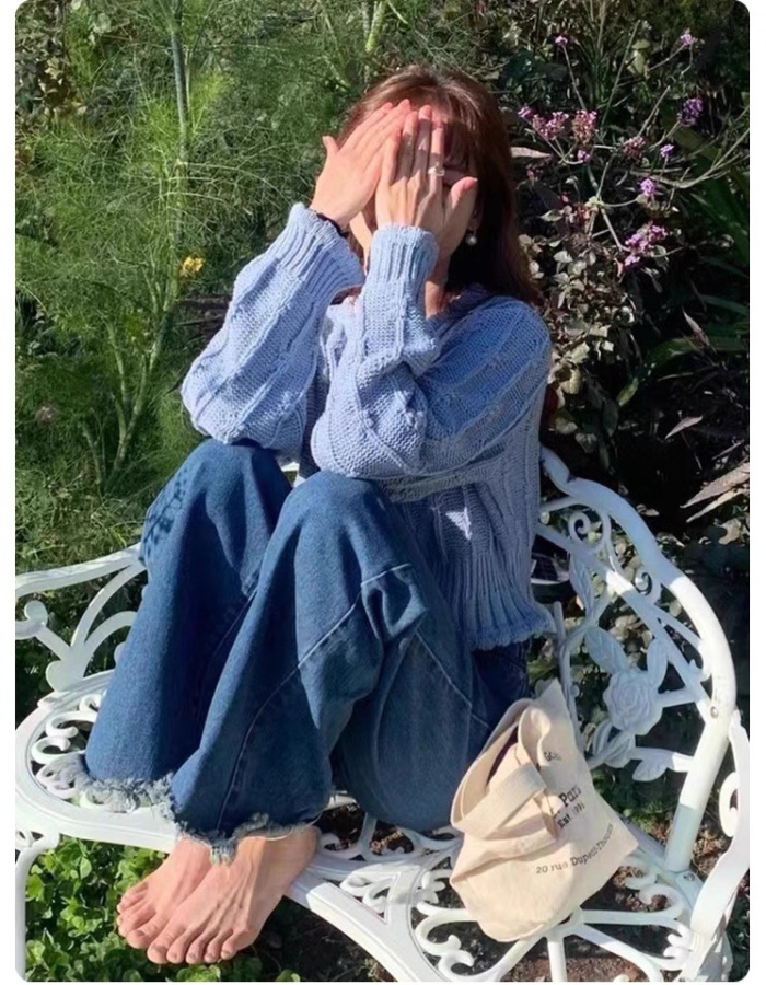 Short unique niche tops knitted spring coat for women