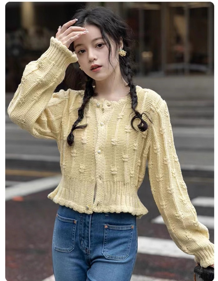 Short unique niche tops knitted spring coat for women