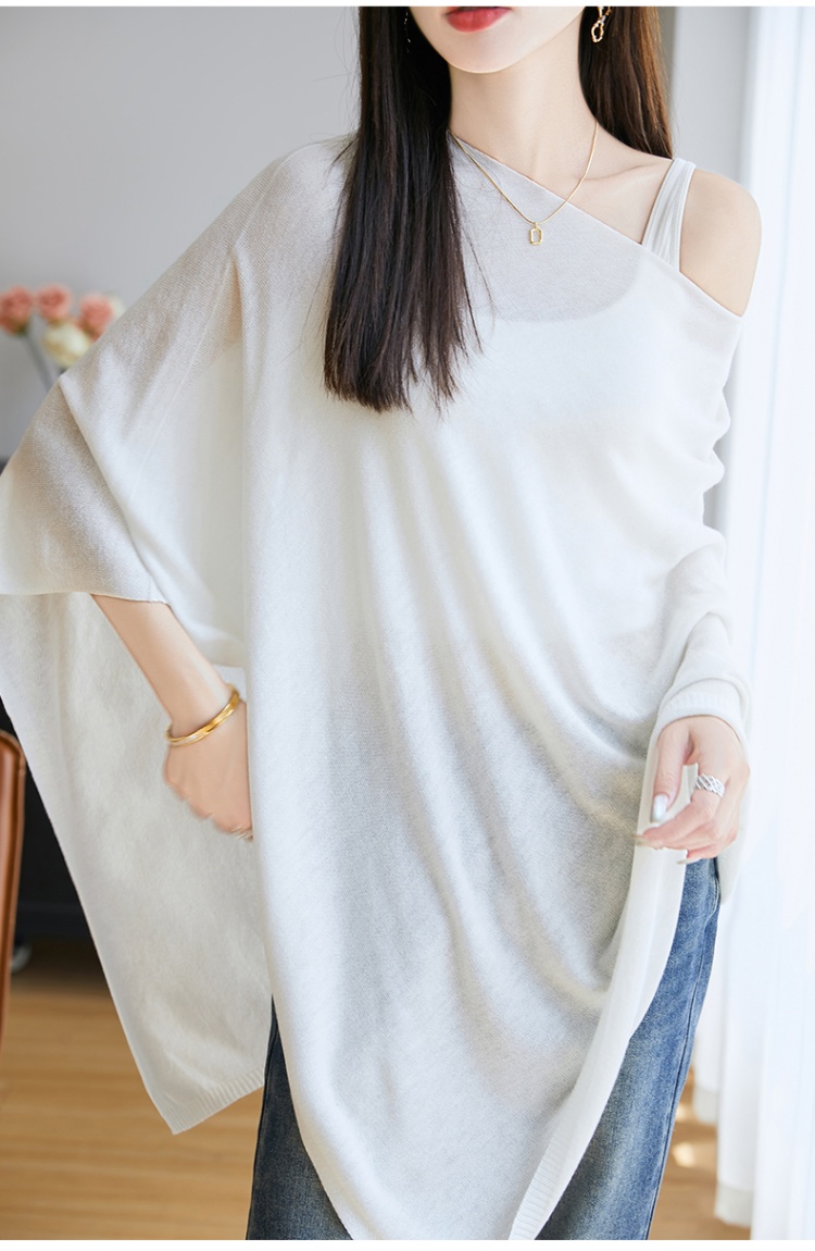 Horizontal collar lazy shawl loose irregular tops