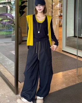 Sports wide leg pants shawl 3pcs set for women