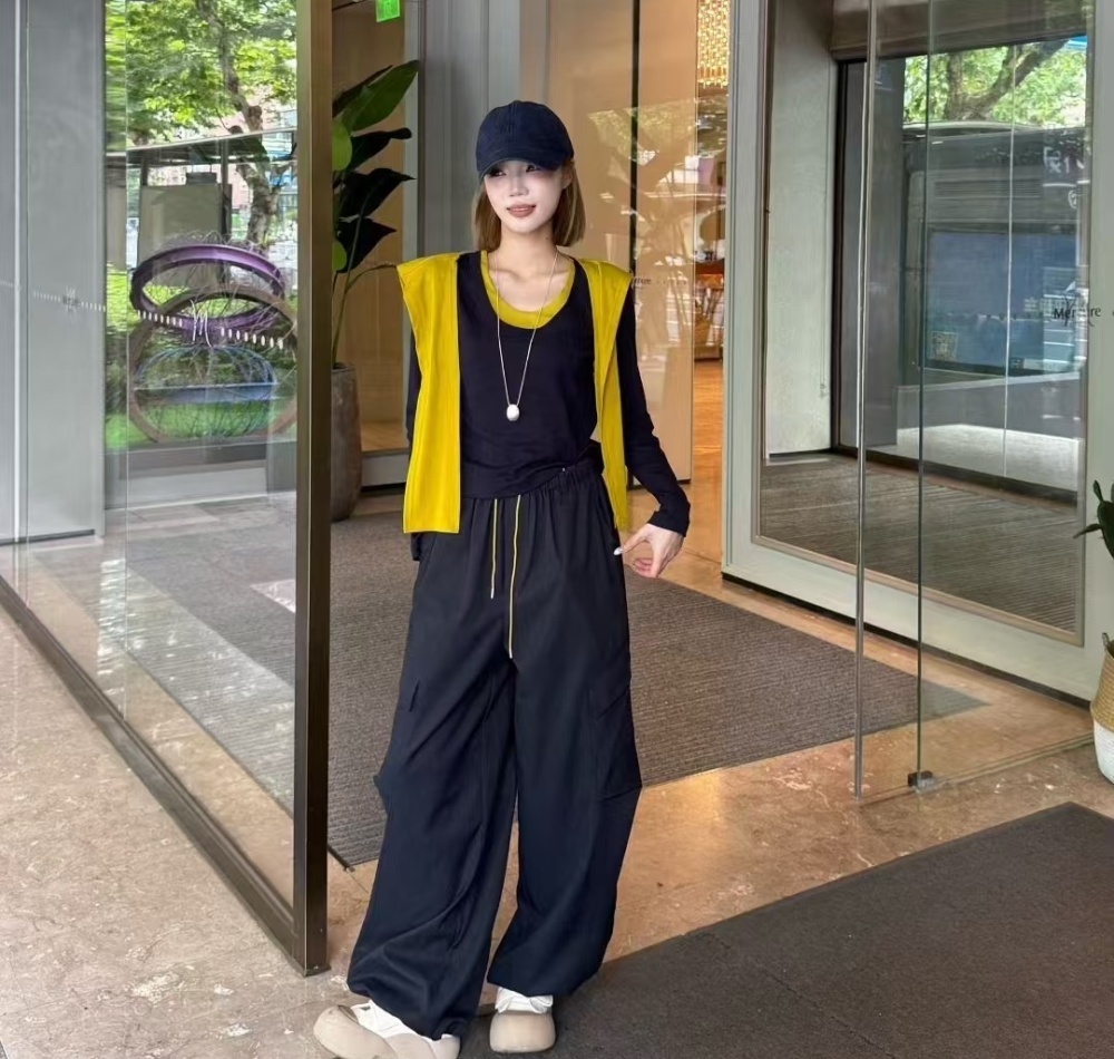 Sports wide leg pants shawl 3pcs set for women