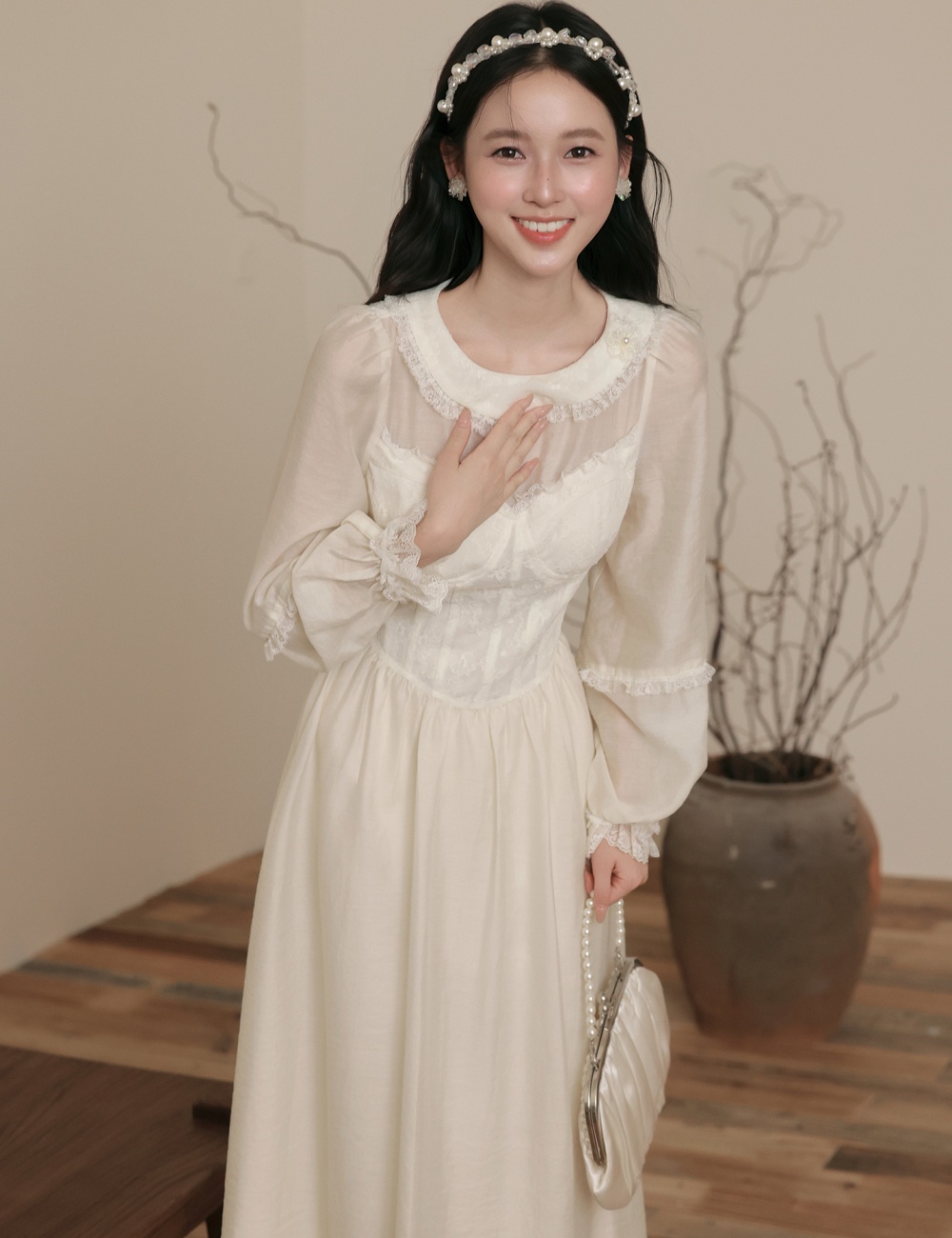 Tender lady splice France style court style Pseudo-two dress