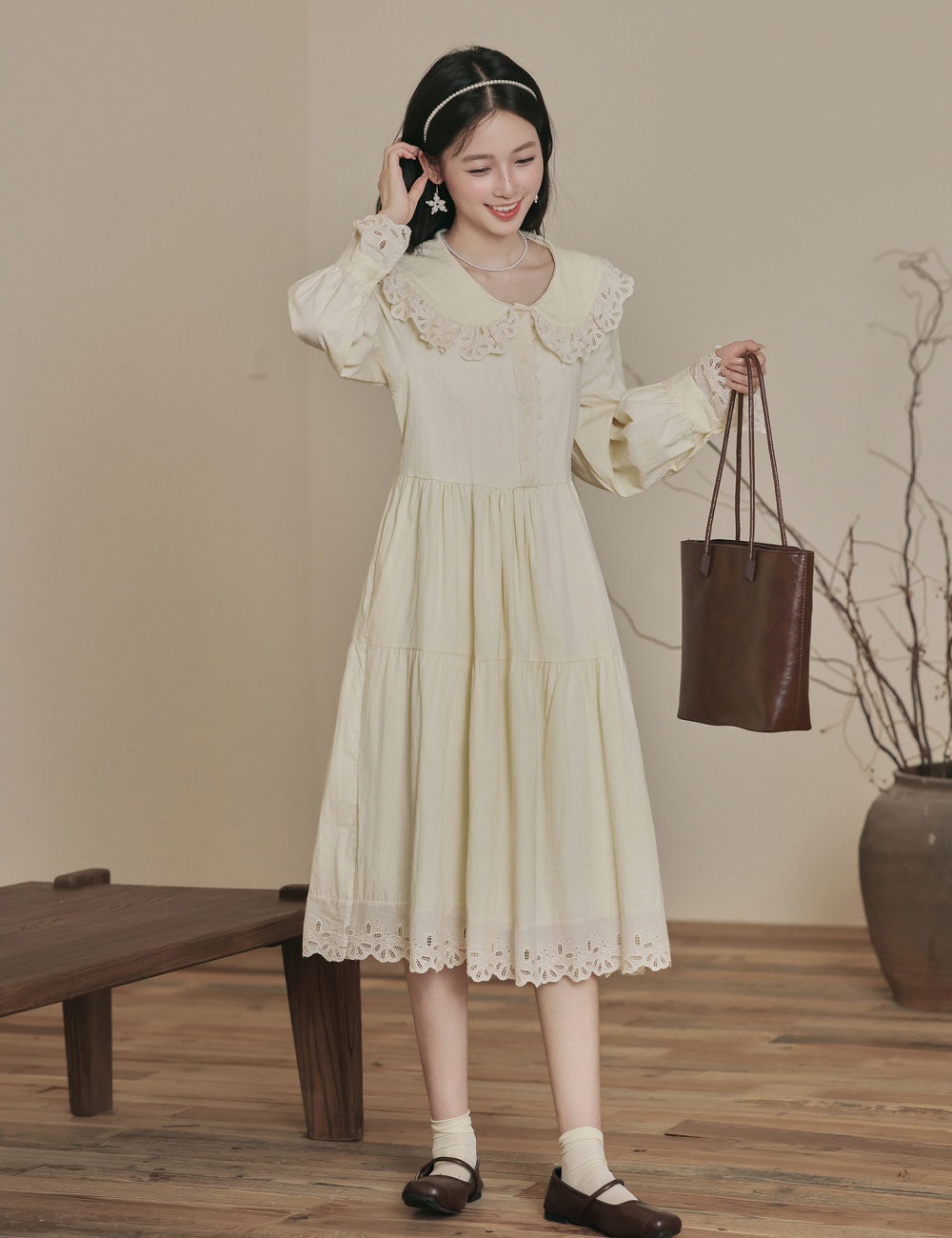 Sweet doll collar temperament retro show young dress