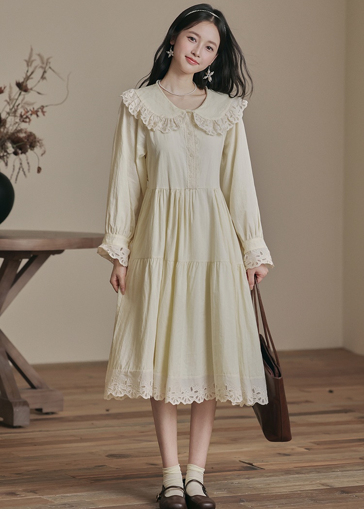 Sweet doll collar temperament retro show young dress