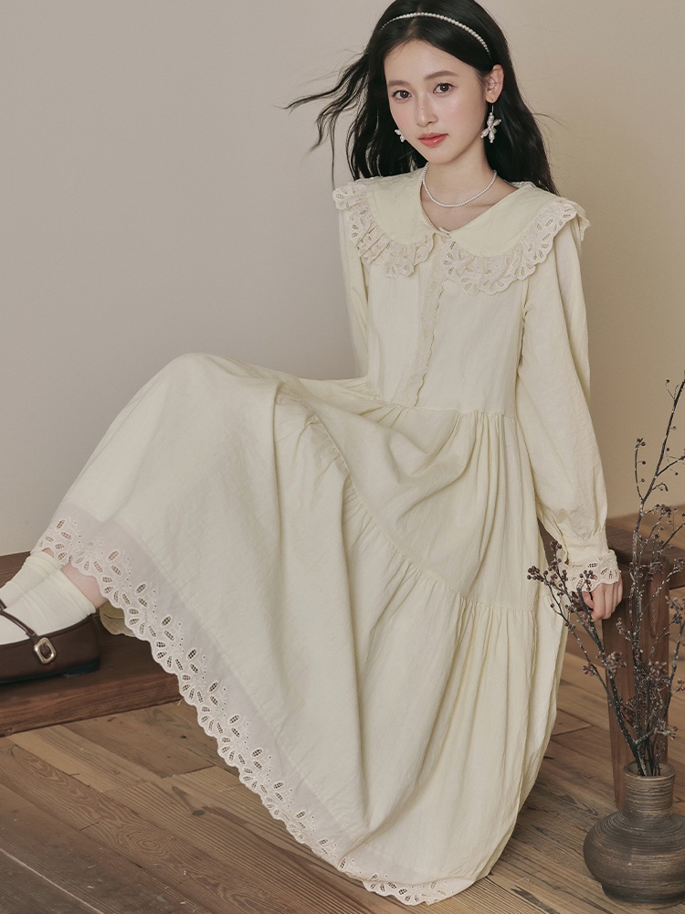 Sweet doll collar temperament retro show young dress