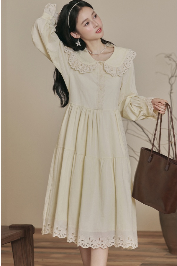 Sweet doll collar temperament retro show young dress