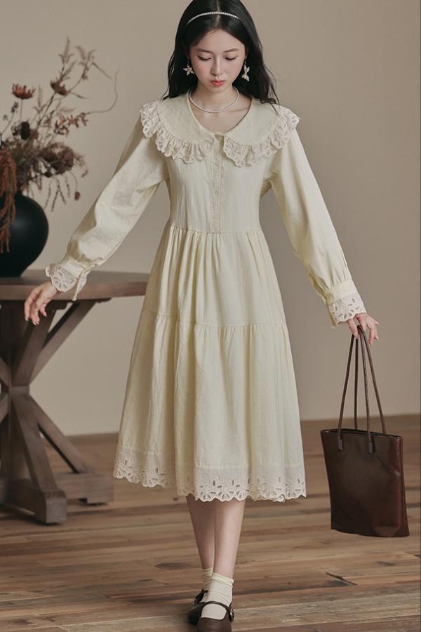 Sweet doll collar temperament retro show young dress