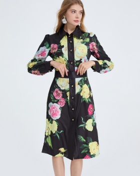 Autumn and winter long sleeve splice dress