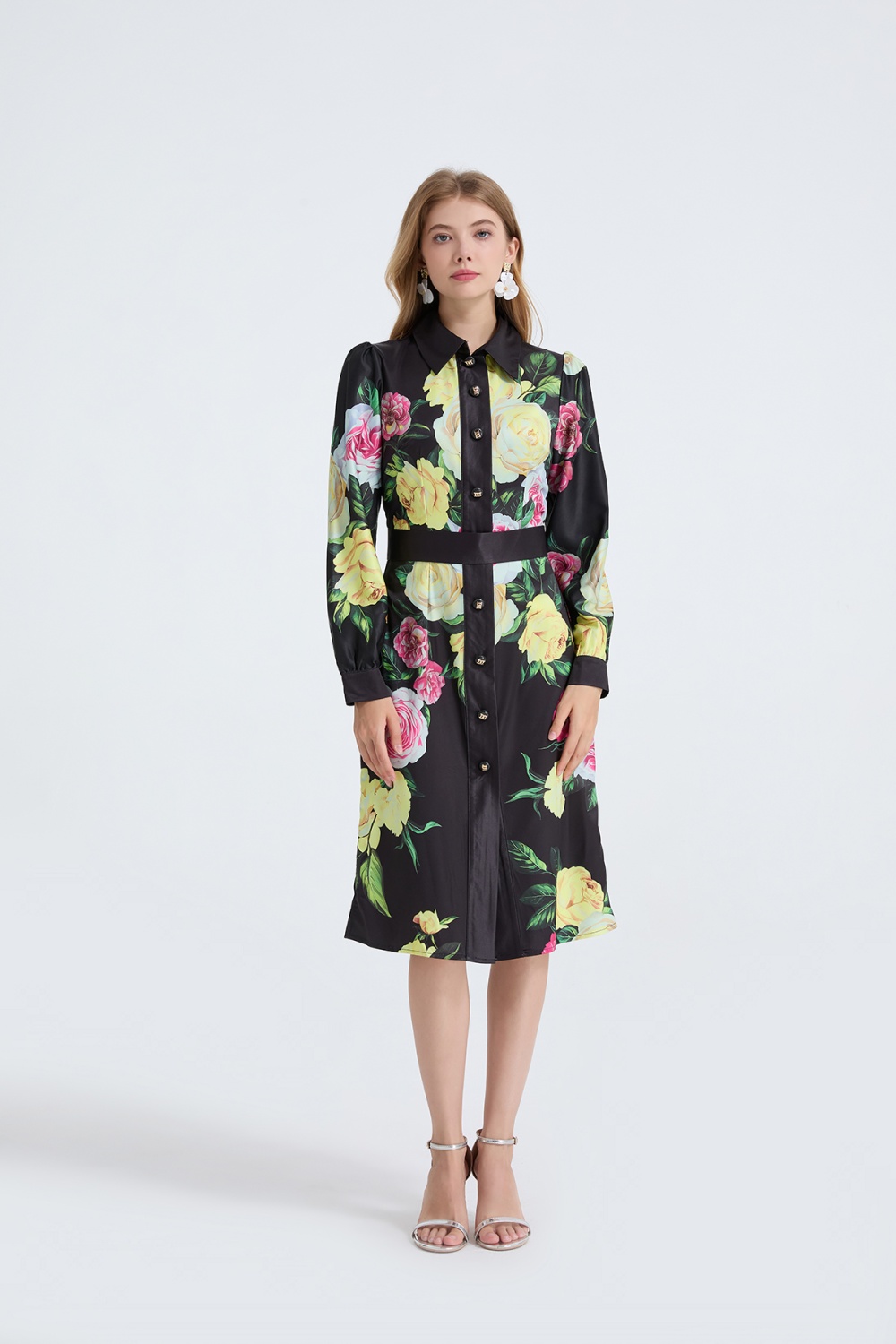 Autumn and winter long sleeve splice dress
