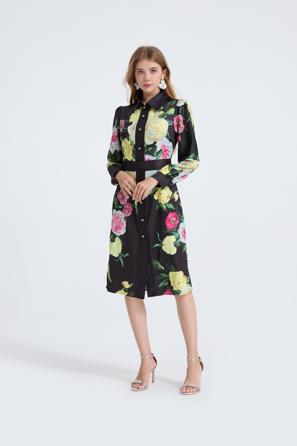 Autumn and winter long sleeve splice dress
