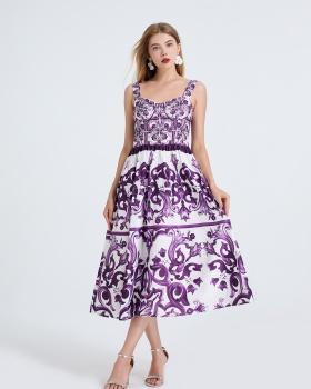 Blue and white porcelain stereoscopic wrapped chest dress