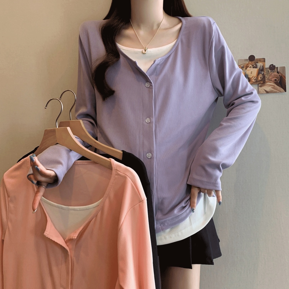 Long sleeve fat T-shirt autumn tops for women