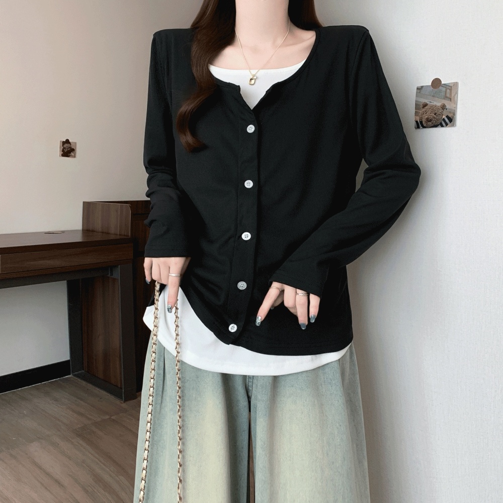 Long sleeve fat T-shirt autumn tops for women
