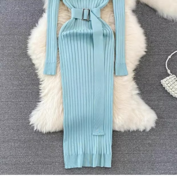 Korean style elasticity dress package hip bottoming sweater