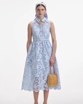 Lace sleeveless dress hollow long dress for women
