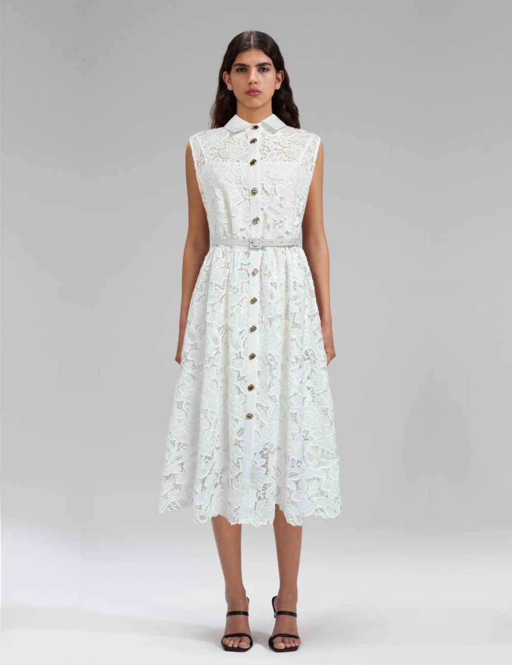 Lace sleeveless dress hollow long dress for women