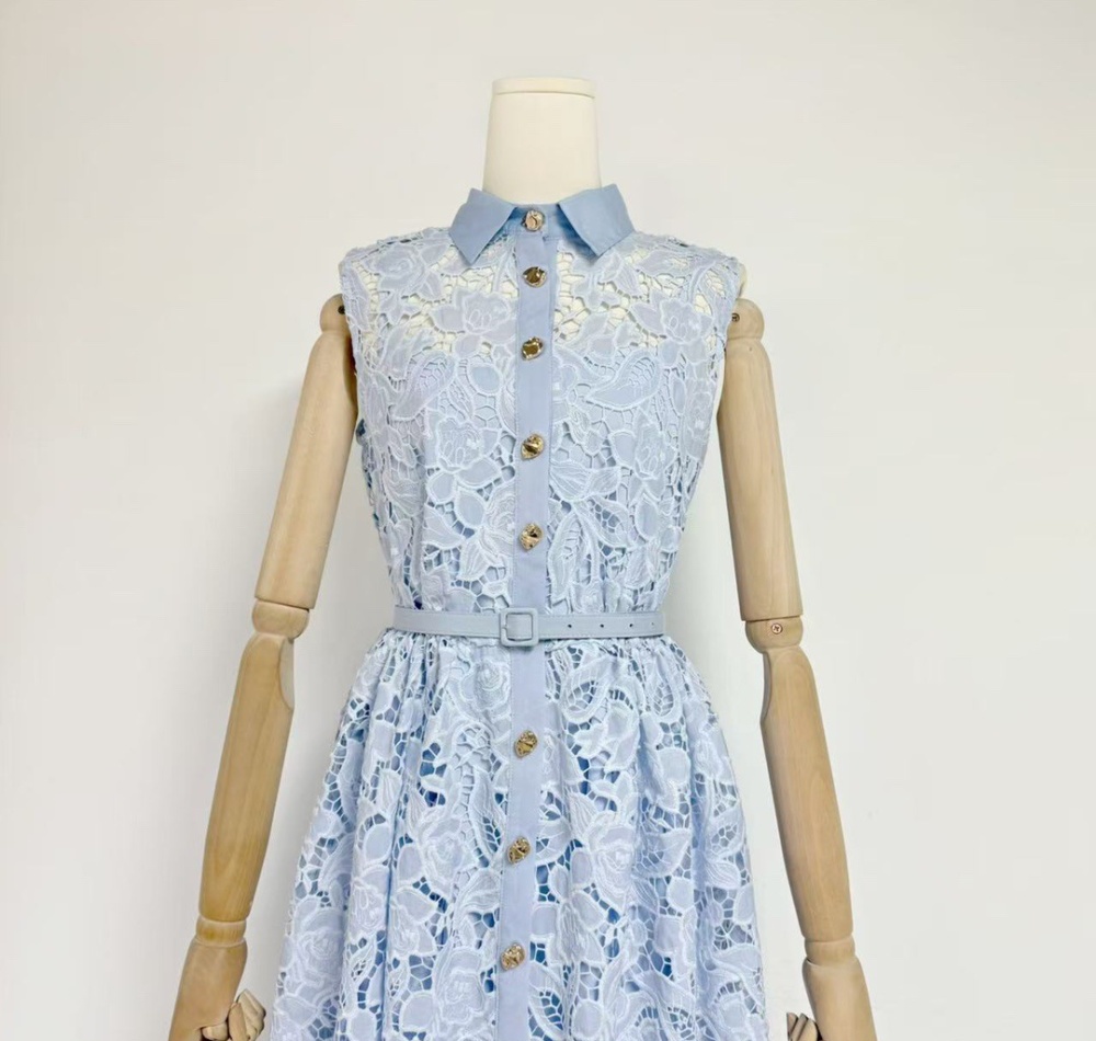 Lace sleeveless dress hollow long dress for women