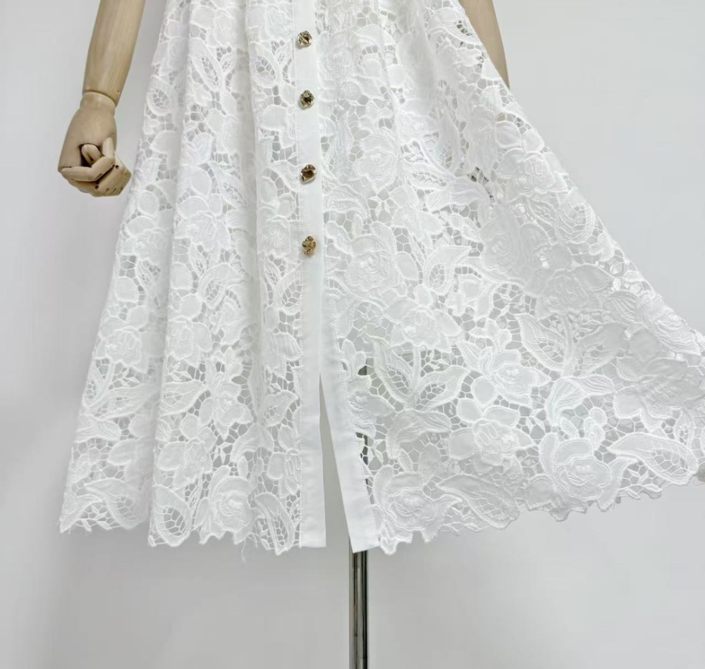 Lace sleeveless dress hollow long dress for women