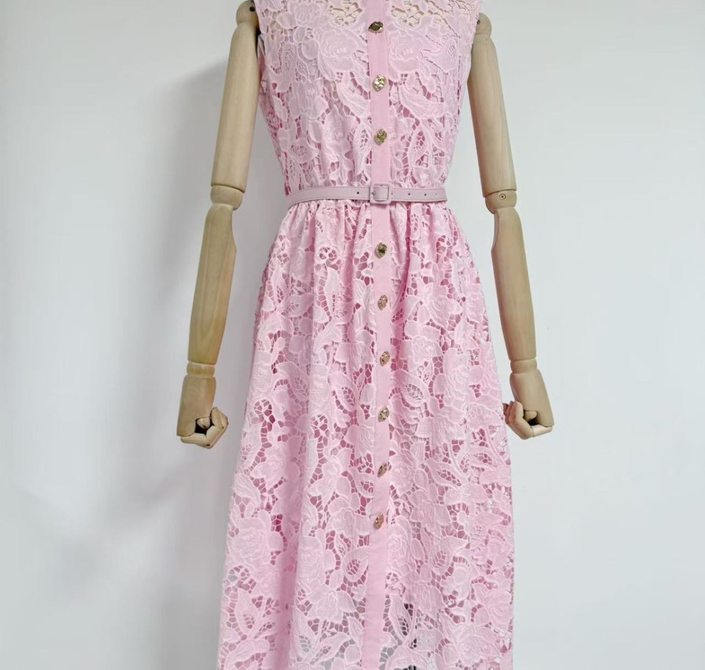 Lace sleeveless dress hollow long dress for women
