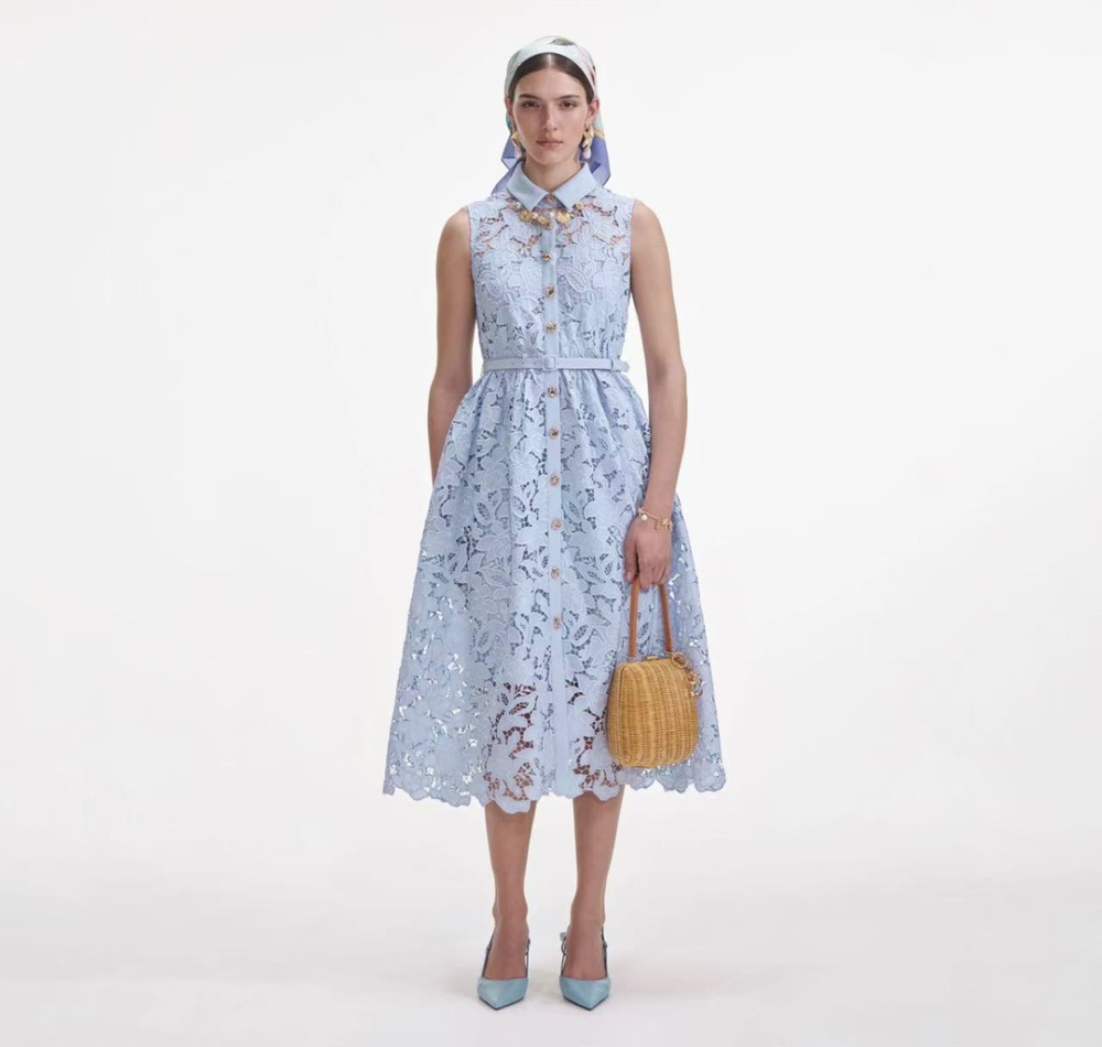 Lace sleeveless dress hollow long dress for women