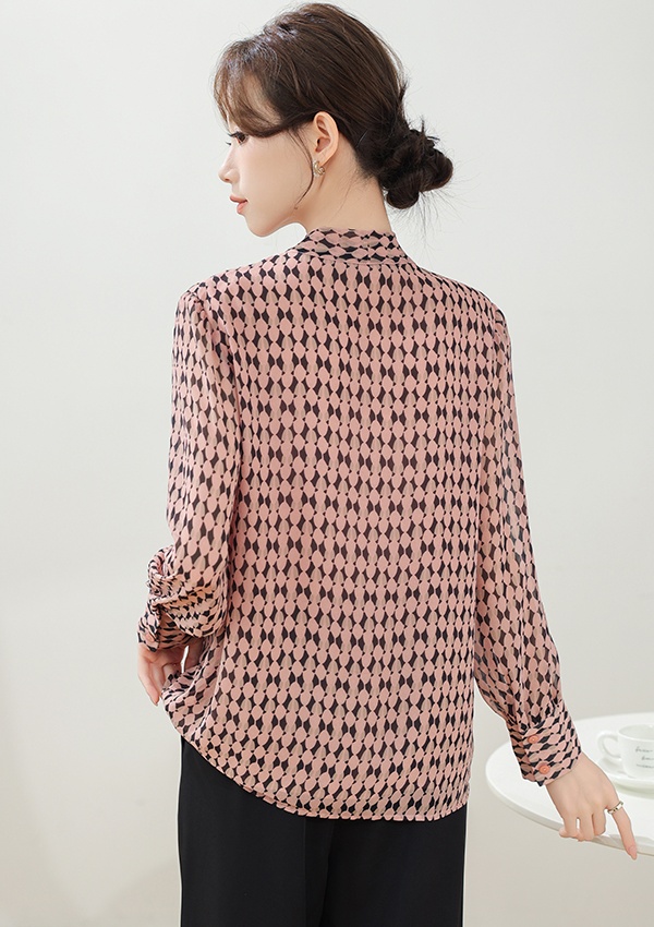 Temperament long sleeve tops bow niche shirt for women