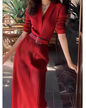 Temperament red long dress for women