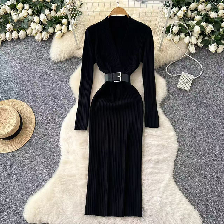 Temperament red long dress for women