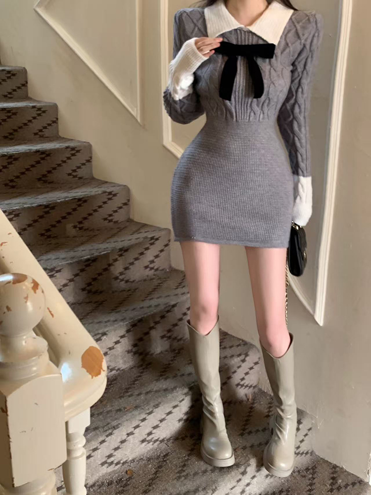 Inside the ride package hip sweater knitted dress