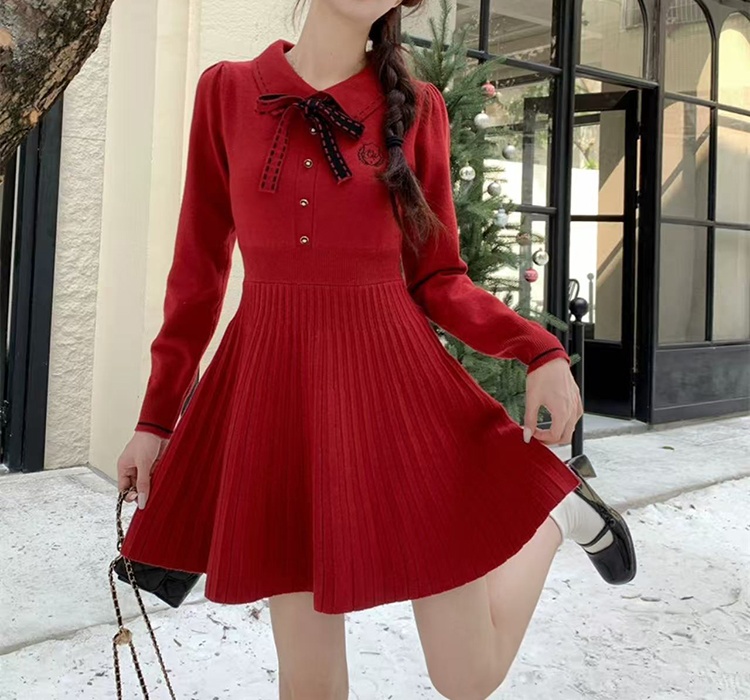 College pinched waist black dress for women