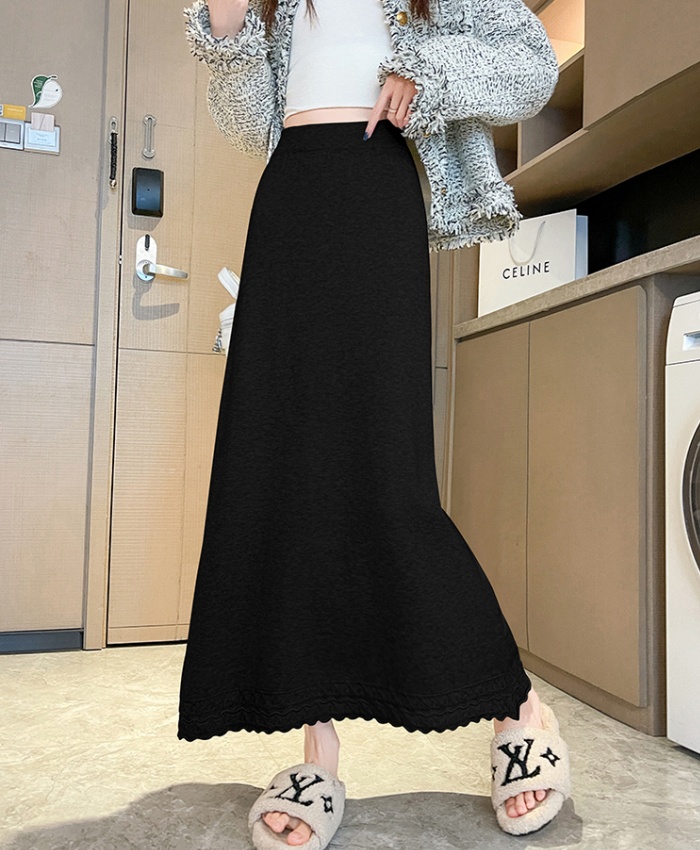 Lace high waist long dress jacquard skirt for women