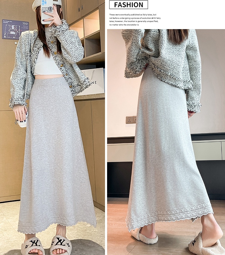 Lace high waist long dress jacquard skirt for women