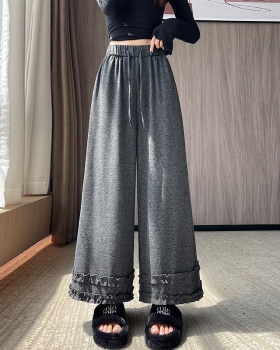 Lace slim wide leg pants autumn casual pants for women