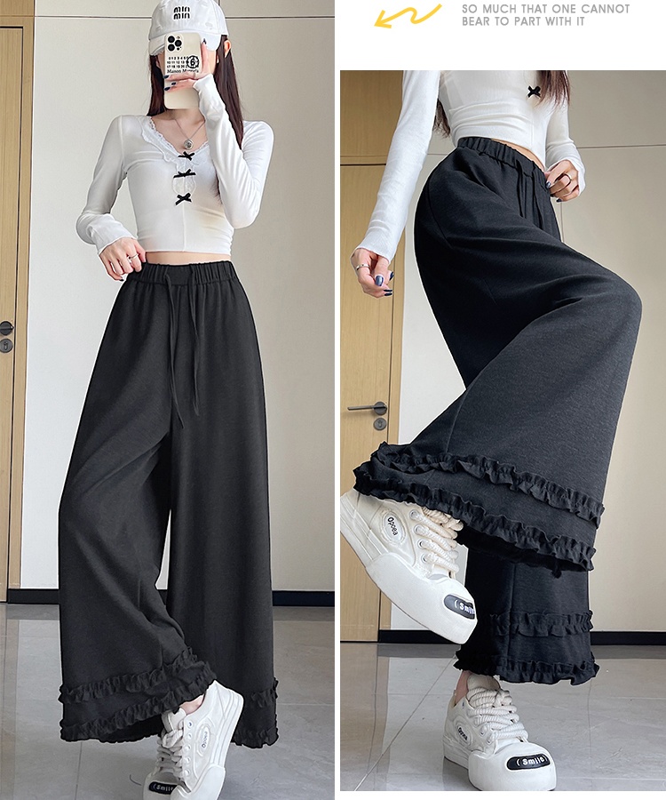 Lace slim wide leg pants autumn casual pants for women