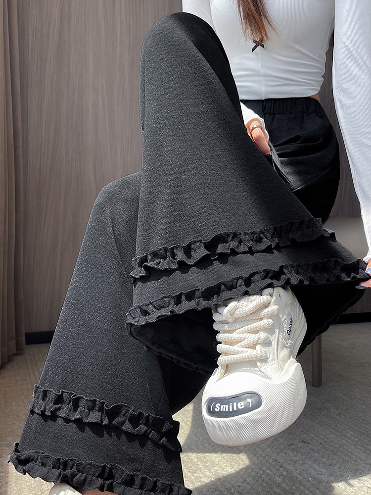 Lace slim wide leg pants autumn casual pants for women