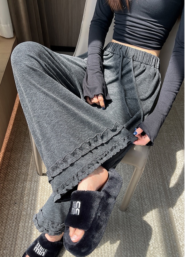 Lace slim wide leg pants autumn casual pants for women