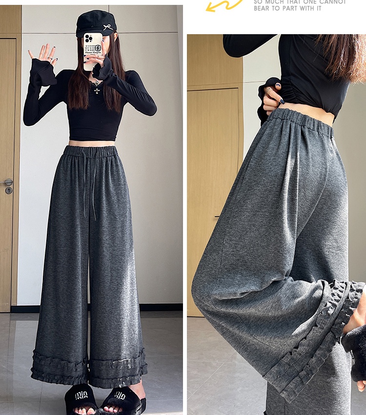 Lace slim wide leg pants autumn casual pants for women