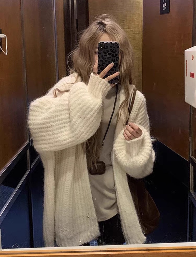 Big cardigan lantern sleeve coat for women