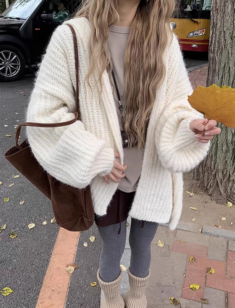 Big cardigan lantern sleeve coat for women