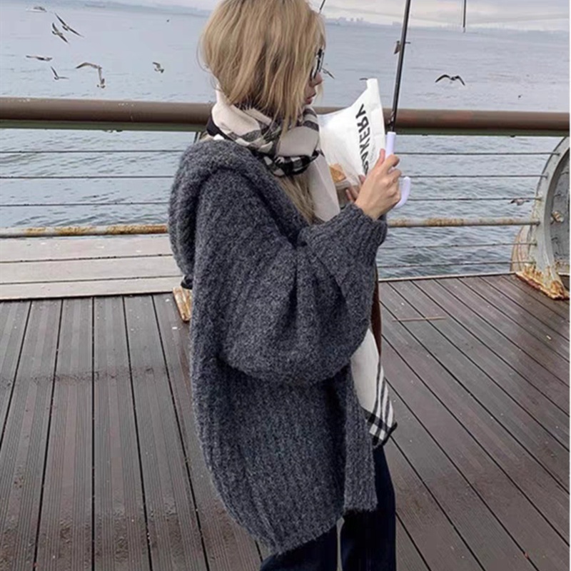 Big cardigan lantern sleeve coat for women
