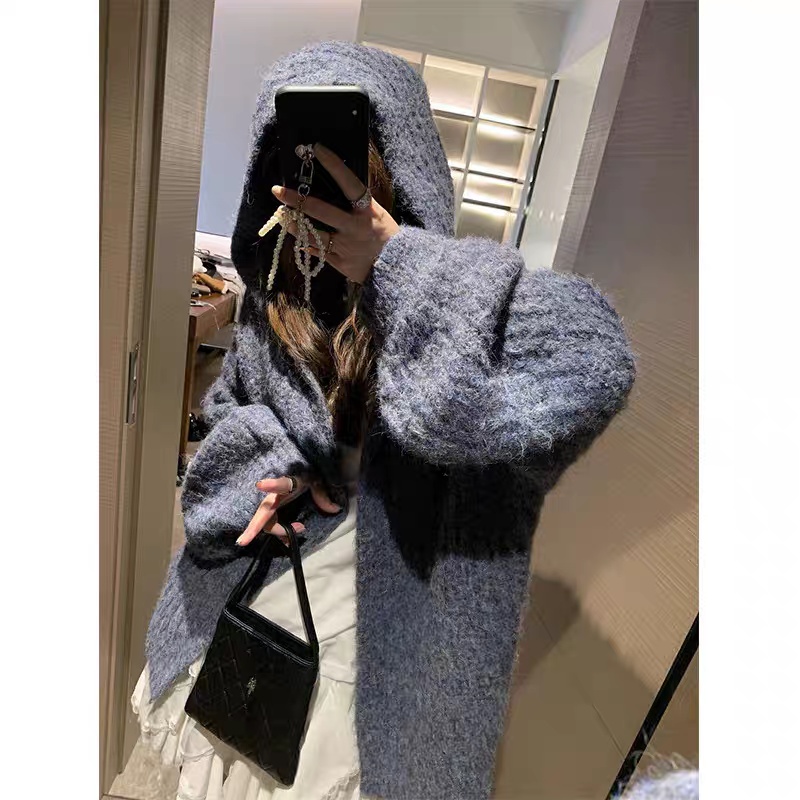 Big cardigan lantern sleeve coat for women