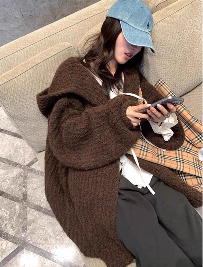 Big cardigan lantern sleeve coat for women