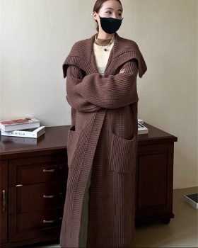 Loose long lazy sweater knitted thick coat for women