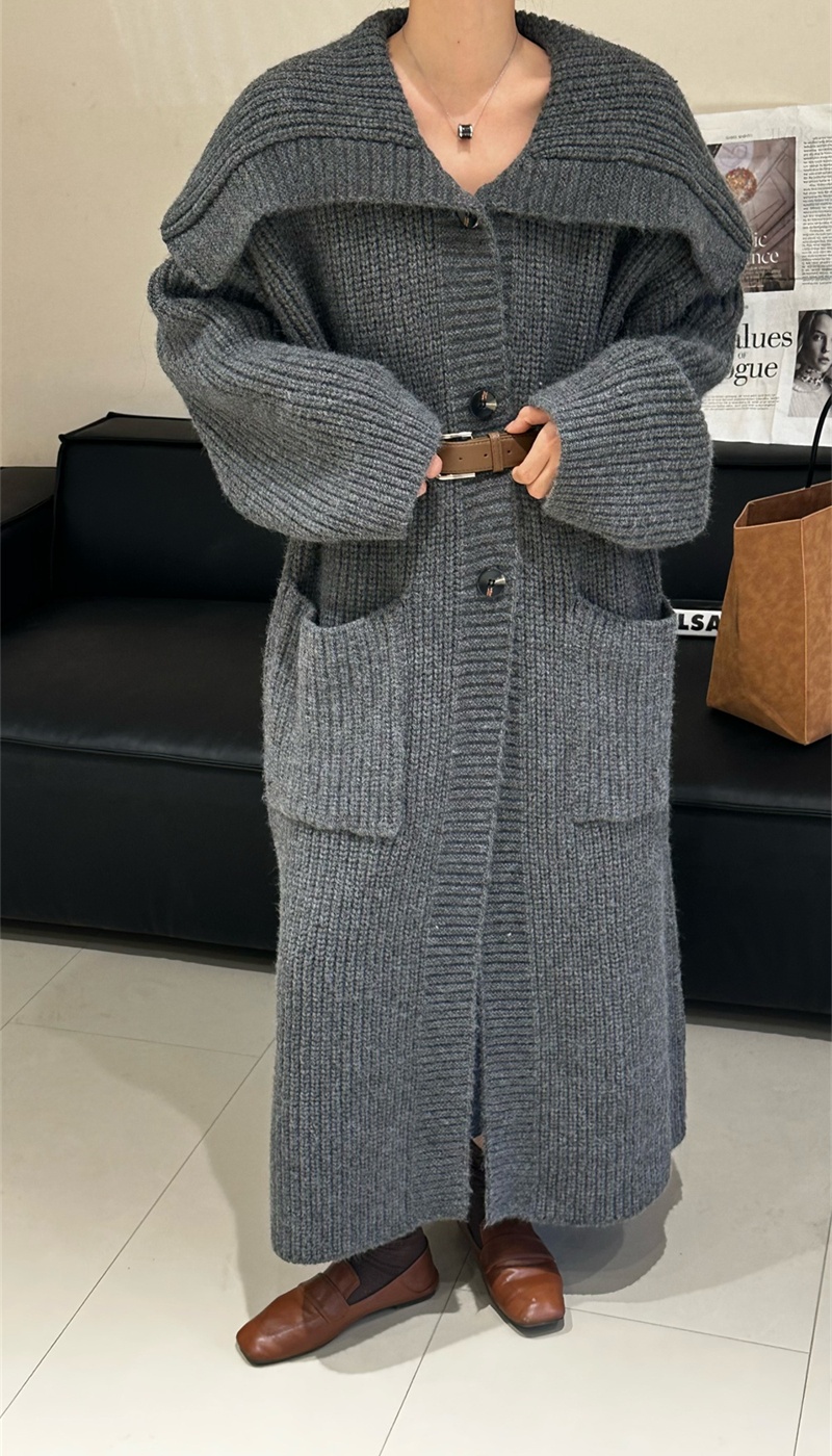 Loose long lazy sweater knitted thick coat for women