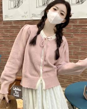 Sweet knitted tops bow Korean style sweater