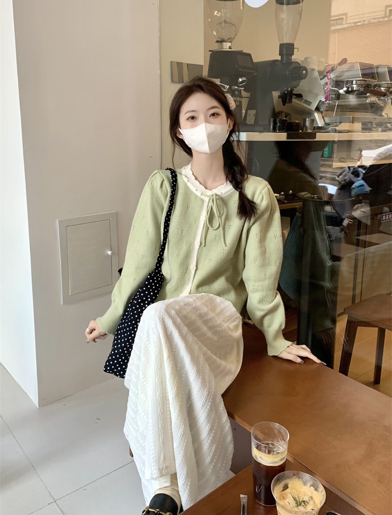 Sweet knitted tops bow Korean style sweater