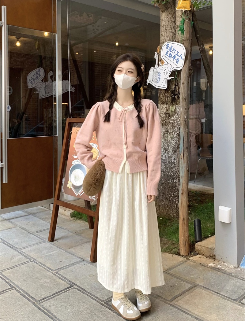 Sweet knitted tops bow Korean style sweater