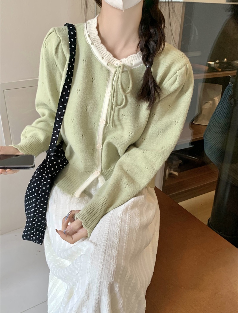 Sweet knitted tops bow Korean style sweater