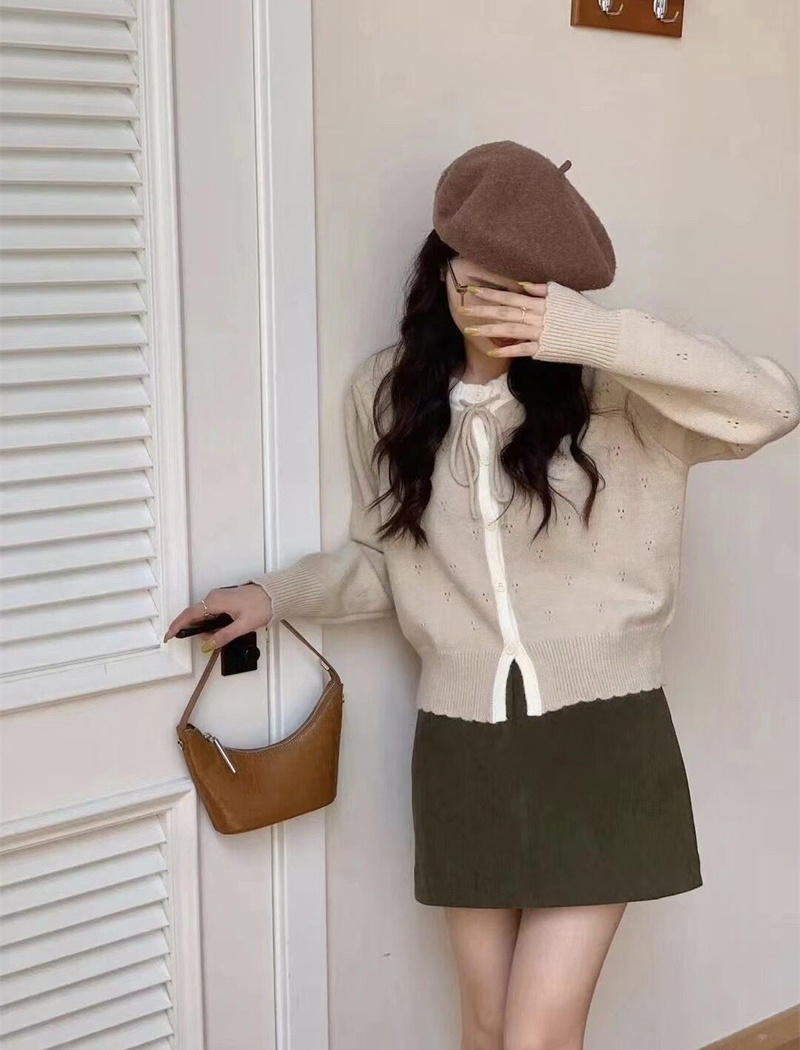 Sweet knitted tops bow Korean style sweater