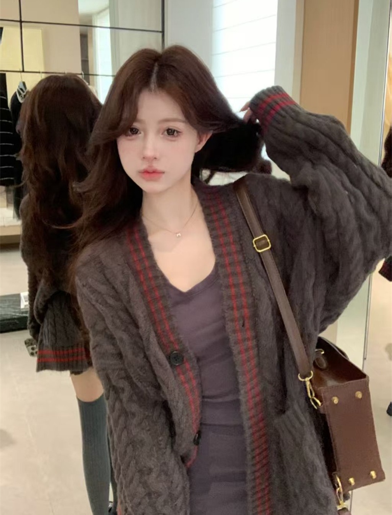 Knitted autumn and winter sweater twist long coat for women